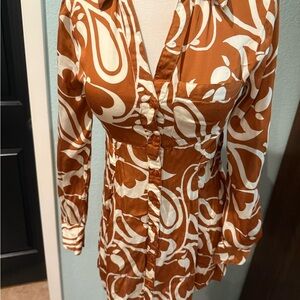 UO Renee button down silk tee shirt dress size XS